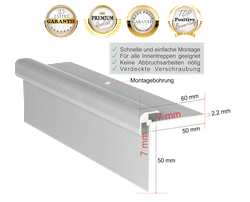Treppenprofil CLASSIC 7 mm / Aluminium in SILBER / Treppenkantenprofil