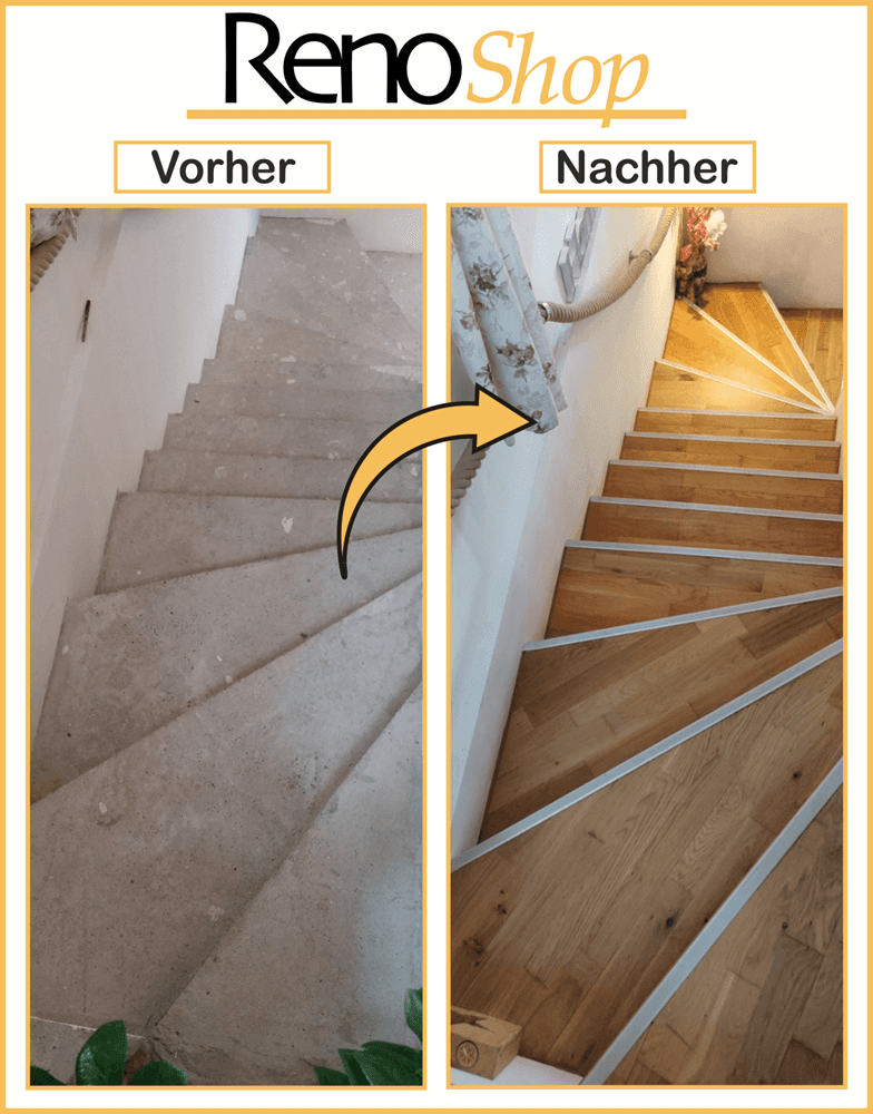 Treppenstufen mit Laminat belegt - Mit Laminat belegte Treppenstufen