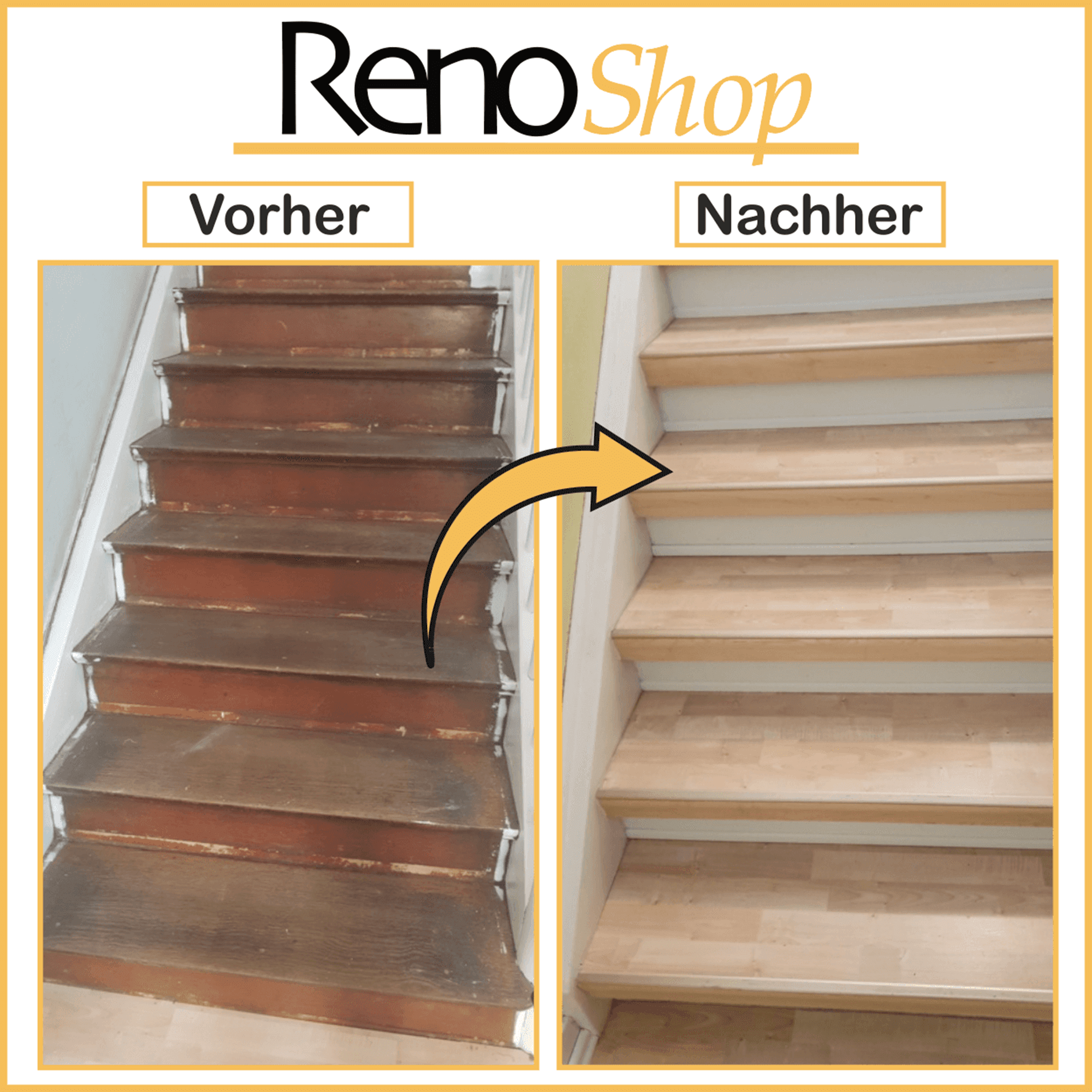 Vorher Nachher Bilder einer Treppenverkleidung
