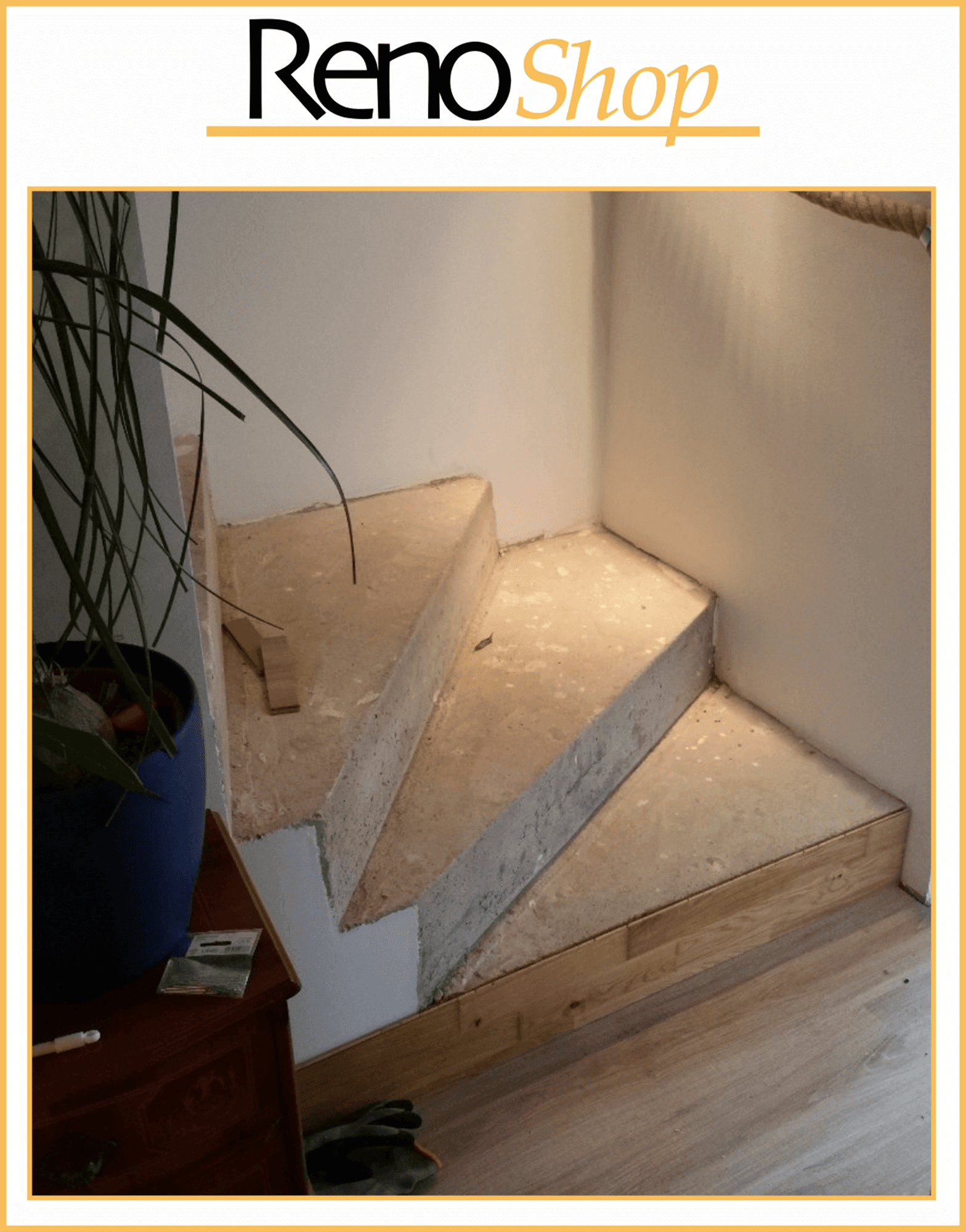 Betontreppe mit Parkett belegen