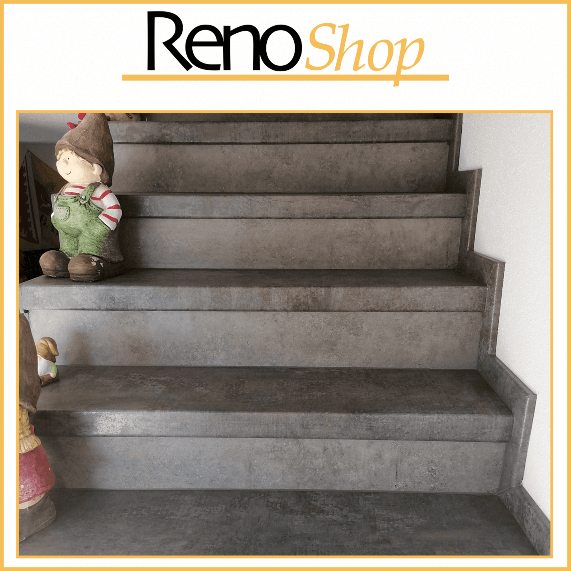 Treppenstufen im Dekor BLUESTEEL mit Stellstufen in BETON