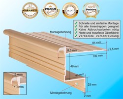 Treppenprofil Stabil 8,5 mm / Aluminium eloxiert in Messing-Sand