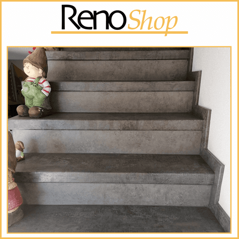 Treppenstufen im Dekor BLUESTEEL mit Stellstufen in BETON