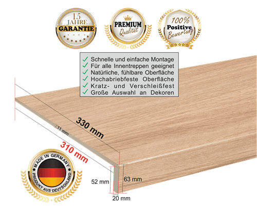 Laminatstufe - Treppenstufe aus Laminat - Renovierungsstufe