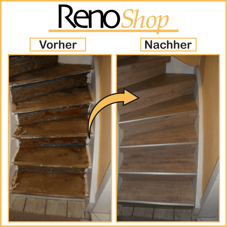 Vorher Nachher Bild einer renovierten Treppe