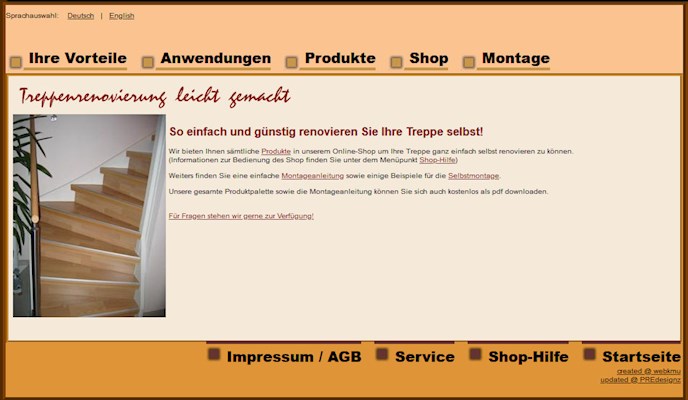 2003 Homepage mit Onlineshop: