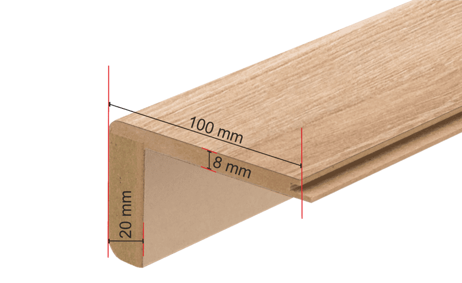 Podeststufe zum Verkleiden von Podesten oder der letzten Stufe zum Obergeschoss (in Kombination mit unserem Laminat)