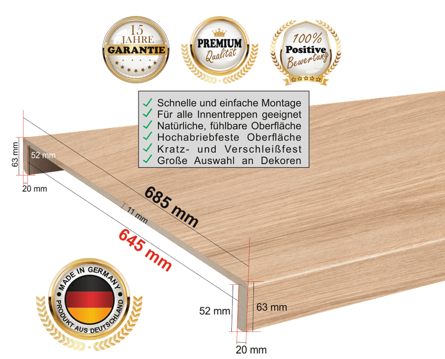 DOPPELSTUFE - Treppenstufe aus Laminat - Renovierungsstufe