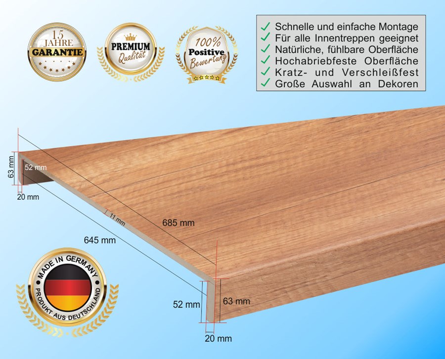 DOPPELSTUFE - Treppenstufe aus Laminat - Renovierungsstufe