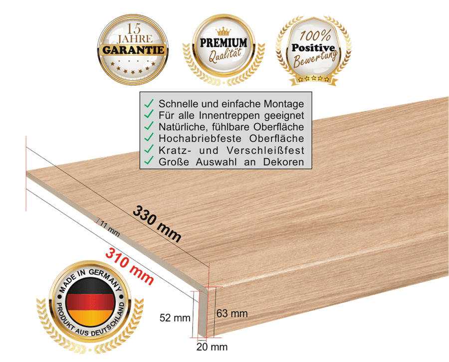 Laminatstufe - Treppenstufe aus Laminat - Renovierungsstufe