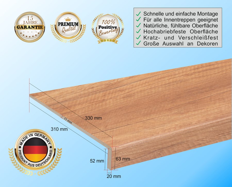 Laminatstufe - Treppenstufe aus Laminat - Renovierungsstufe