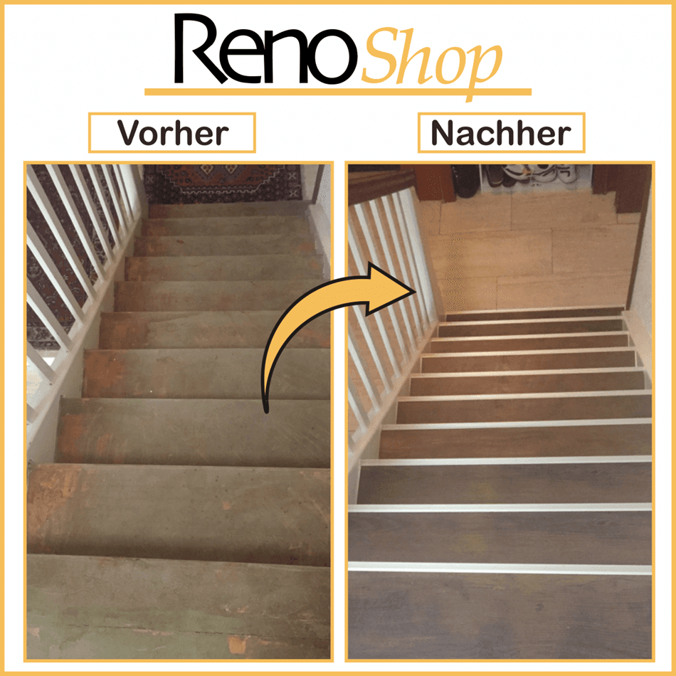 Treppe neu verkleiden Vorher / Nachher Bilder